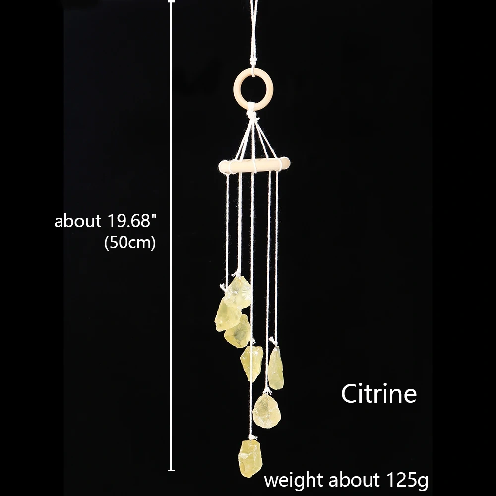 Runyangshi Natural Crystal Stone Wind Chime Rough Raw Quartz Hanging Pendant Window Ornament Healing Home Decoration