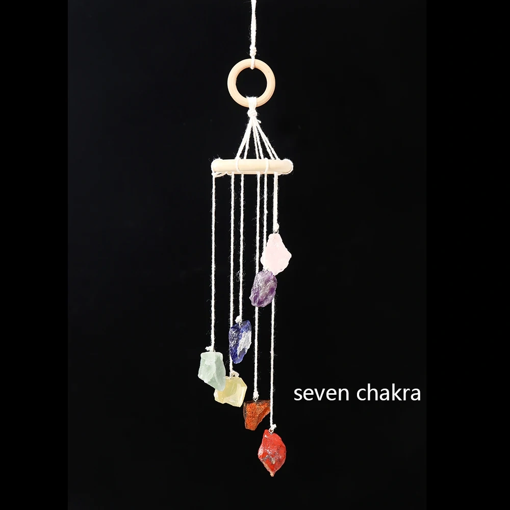 Runyangshi Natural Crystal Stone Wind Chime Rough Raw Quartz Hanging Pendant Window Ornament Healing Home Decoration