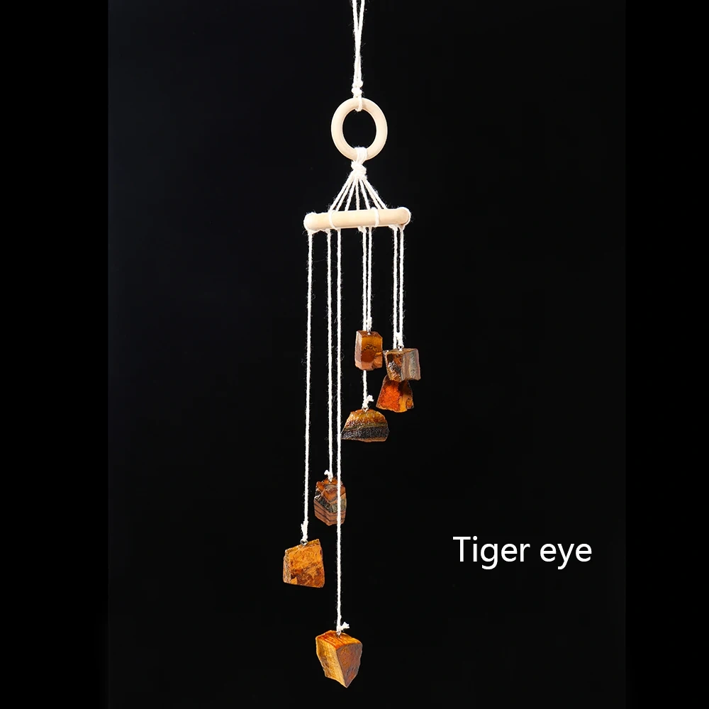 Runyangshi Natural Crystal Stone Wind Chime Rough Raw Quartz Hanging Pendant Window Ornament Healing Home Decoration