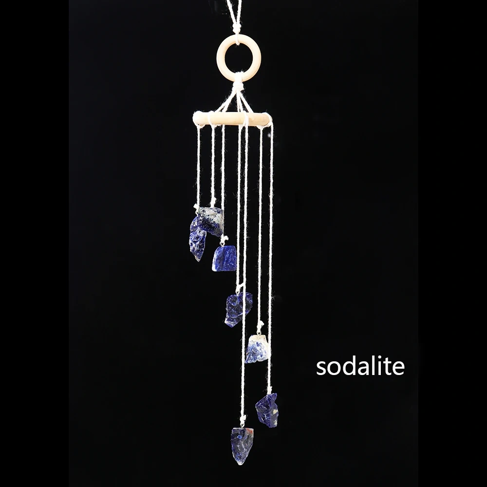 Runyangshi Natural Crystal Stone Wind Chime Rough Raw Quartz Hanging Pendant Window Ornament Healing Home Decoration