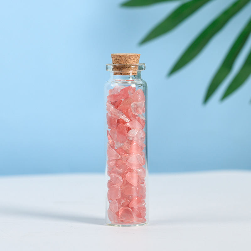 Crystal Drifting Bottle Natural Stone Energy Ornament Grape Stone Red Agate DIY Jewelry Home Decoration Gift Gemstone crystal