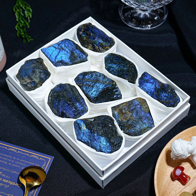 9pcs/set Natural Quartz Raw Stone Energy Collection Box Crystal Specimen Geography Teaching Decoration Gift