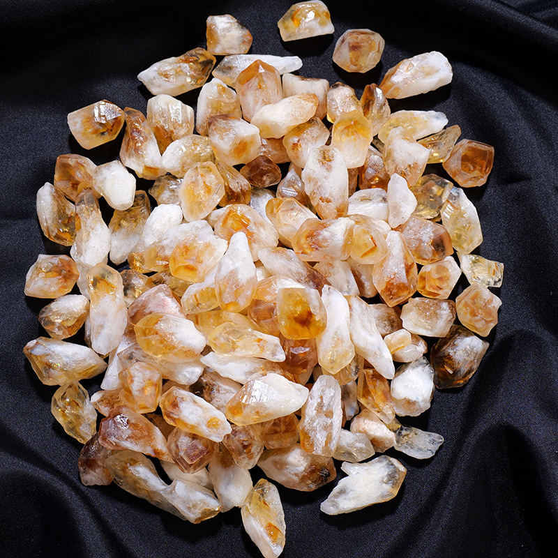 Natural Raw Stone Rough Citrine Tooth Cluster Crystal Point Yellow Quartz Jewelry DIY Production Decorative Stone