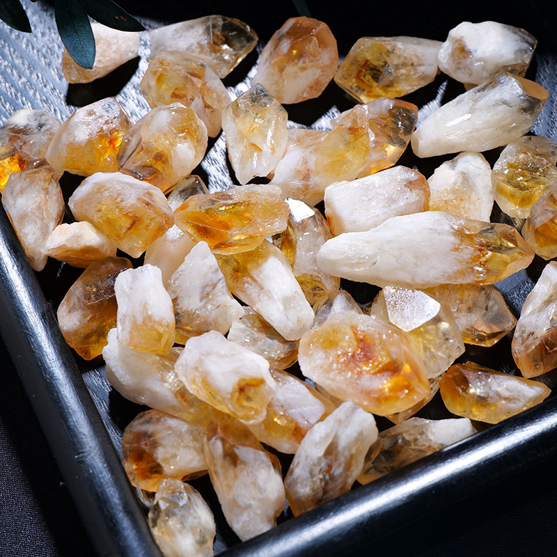 Natural Raw Stone Rough Citrine Tooth Cluster Crystal Point Yellow Quartz Jewelry DIY Production Decorative Stone