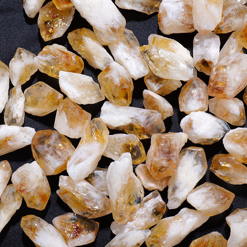 Natural Raw Stone Rough Citrine Tooth Cluster Crystal Point Yellow Quartz Jewelry DIY Production Decorative Stone