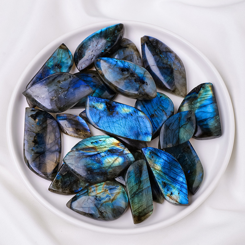 Natural Labradorite Crystal Moonstone Rough Polished  Pendant Collectables Colorful Shine Stone Decor