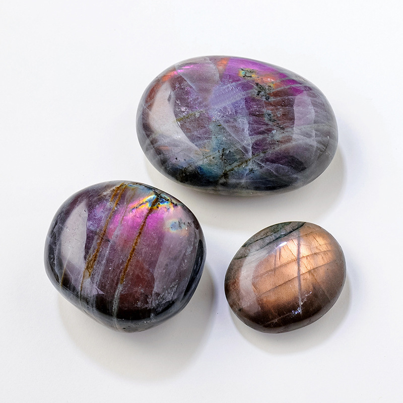 Natural Colourful Labradorite Palm Stone Healing Purple  Flash MoonStone Irregular Mineral Specimens
