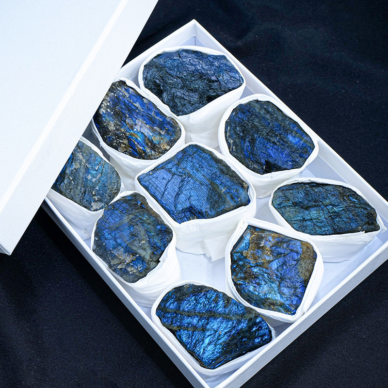 9pcs/set Natural Quartz Raw Stone Energy Collection Box Crystal Specimen Geography Teaching Decoration Gift