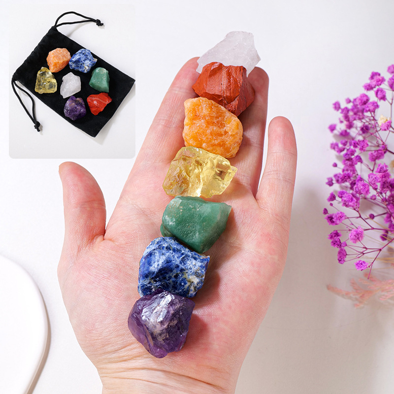 Natural Unpolished Gemstone Crystal Raw Stone 7pcs/Bag Chakra Healing Stone Yoga Home Decoration Jewelry Gift