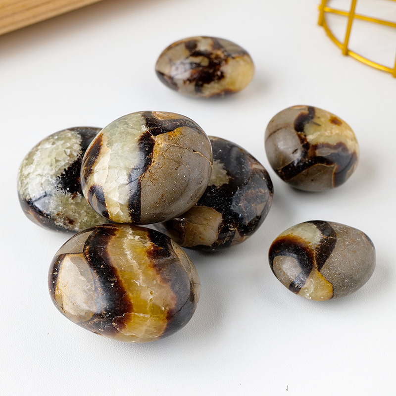 1PC Natural Turtle Back Tumble Stone Septarium Massage Palm Stone Healing Reiki Therapy Meditation Geometry Energy Finger Stone