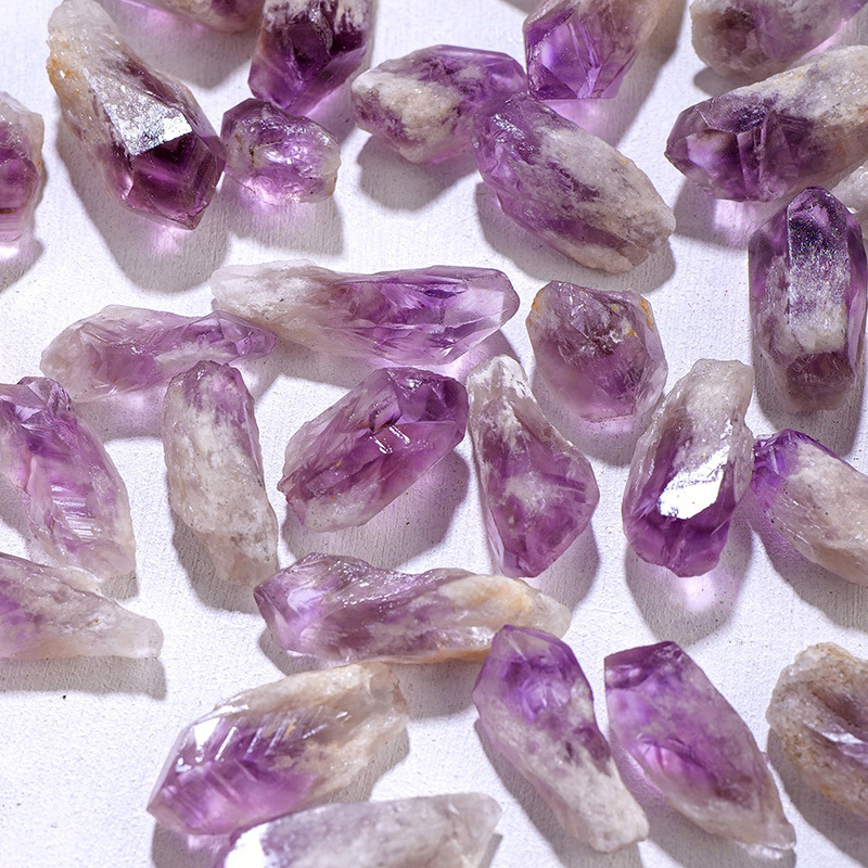 Natural Healing Purple Quartz Amethyst Crystal Point Tooth Raw Stone Garden Fish Tank Decorative Stone