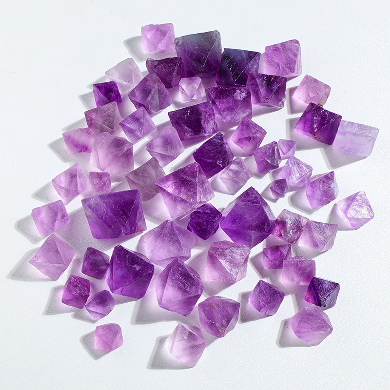 Natural Stone Purple Fluorite Octahedral Crystal Original Decorative Gifts Crystals Gemstone Mineral Specimen Home Decor