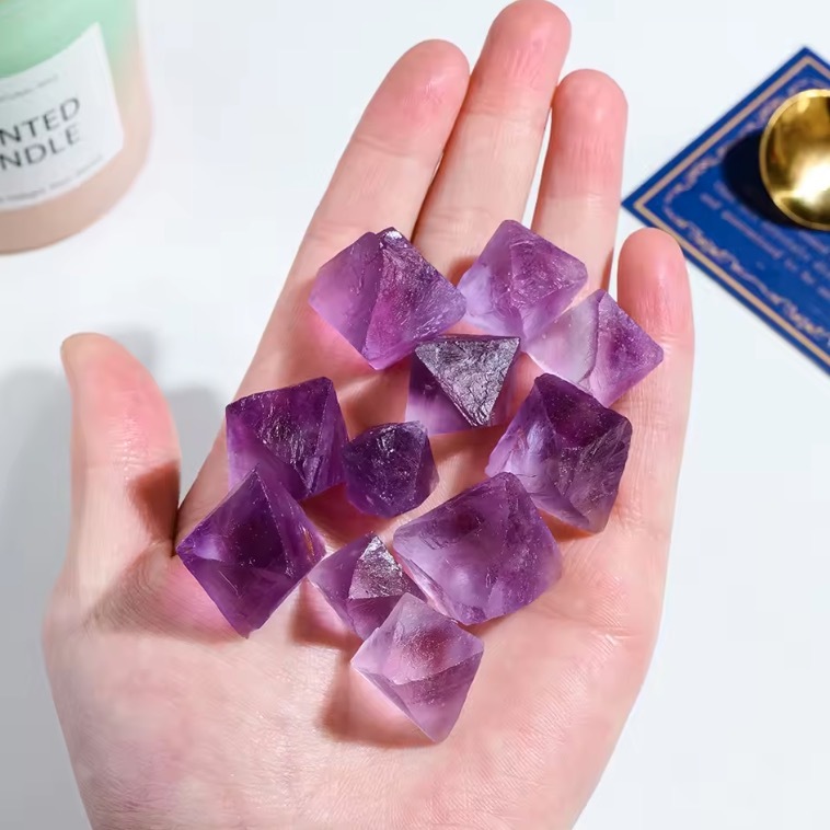 Natural Stone Purple Fluorite Octahedral Crystal Original Decorative Gifts Crystals Gemstone Mineral Specimen Home Decor