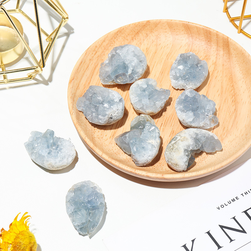 1pc Natural Celestite Cluster Crystal Raw Stone Ornaments Reiki Healing Kyanite Gem Quartz Collection Decoration