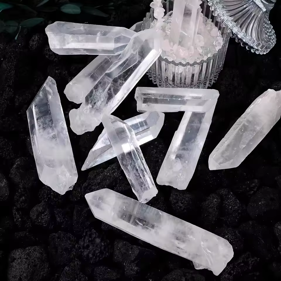 Natural Crystal Clear Quartz Single Crystal DIY Jewelry Accessories Decorative Ornament Holiday Party Gifts