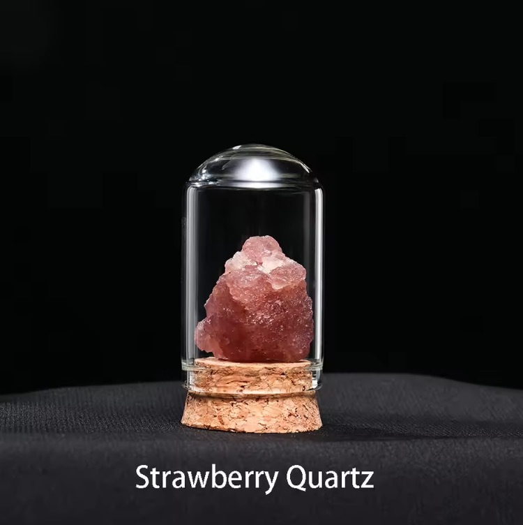 Natural Crystal Mineral Specimen Collection Bottle Rose Quartz Healthy Raw Stone Energy Quartz Home Decoration