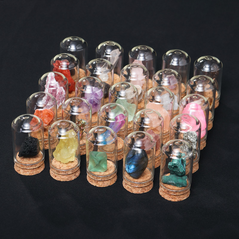 Natural Crystal Mineral Specimen Collection Bottle Rose Quartz Healthy Raw Stone Energy Quartz Home Decoration