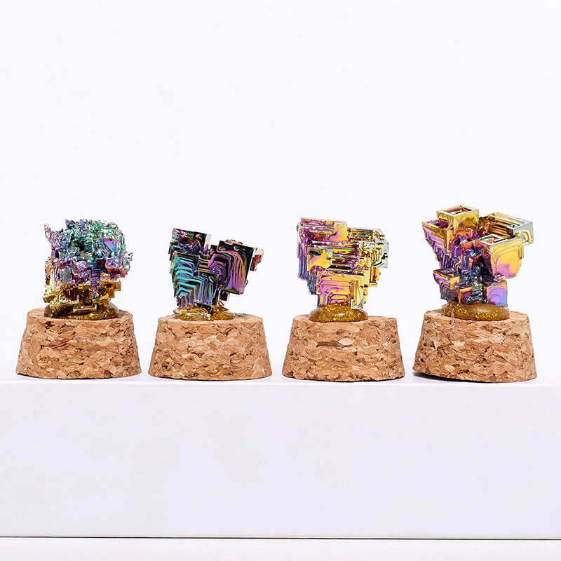 1PC Natural Crystal Irregular Bismuth Ore Specimen Stone Glass Wishing Bottle Decors Teaching Materials Raw Mineral