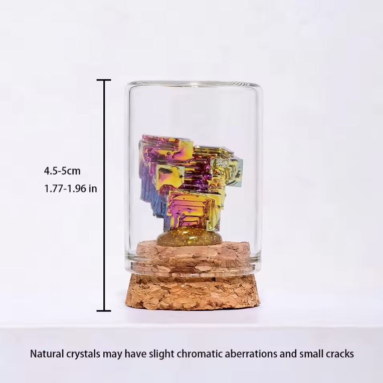1PC Natural Crystal Irregular Bismuth Ore Specimen Stone Glass Wishing Bottle Decors Teaching Materials Raw Mineral
