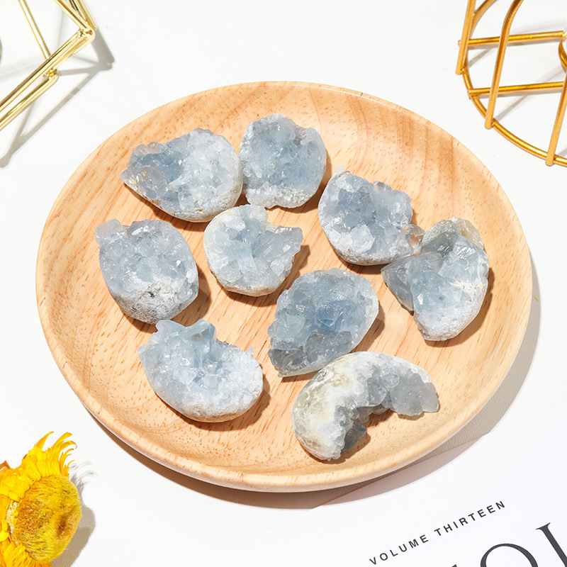 1pc Natural Celestite Cluster Crystal Raw Stone Ornaments Reiki Healing Kyanite Gem Quartz Collection Decoration