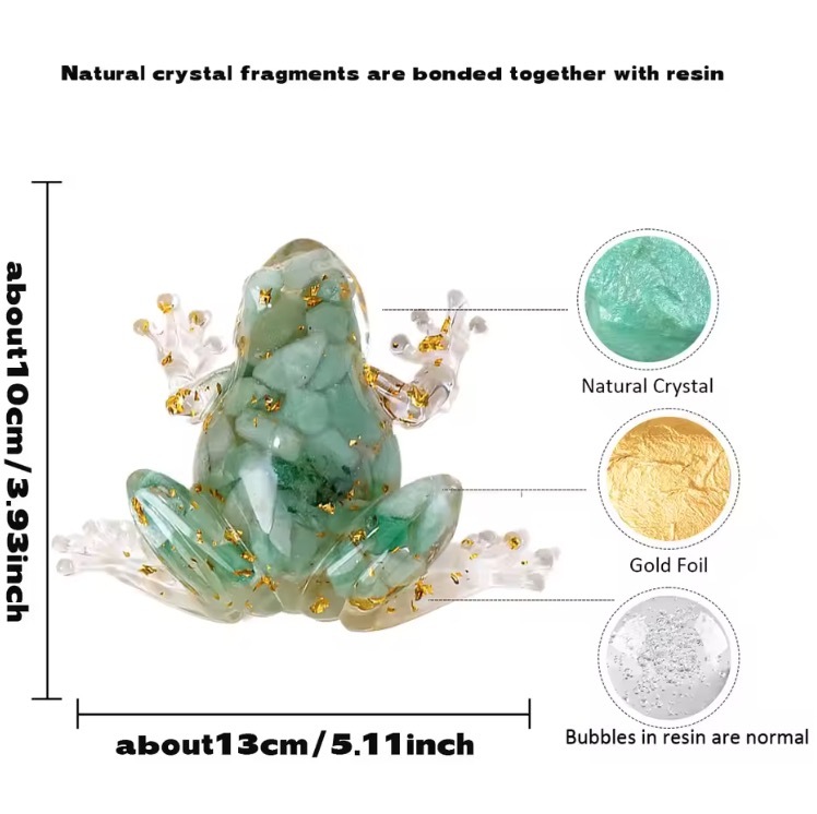 Natural crystal raw stone dripping glue frog ornaments resin crafts home office desktop decoration gifts
