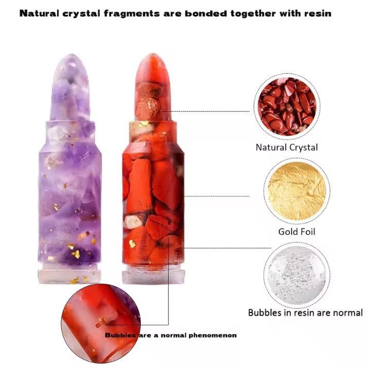 Natural Crystal Resin Macadam Bullet Shape Set Box Chakra Energy Festive Christmas Tabletop Decoration Crafts Home Decoration