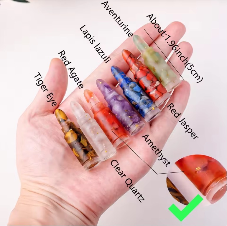 Natural Crystal Resin Macadam Bullet Shape Set Box Chakra Energy Festive Christmas Tabletop Decoration Crafts Home Decoration