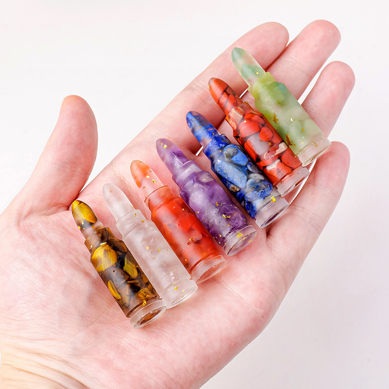 Natural Crystal Resin Macadam Bullet Shape Set Box Chakra Energy Festive Christmas Tabletop Decoration Crafts Home Decoration