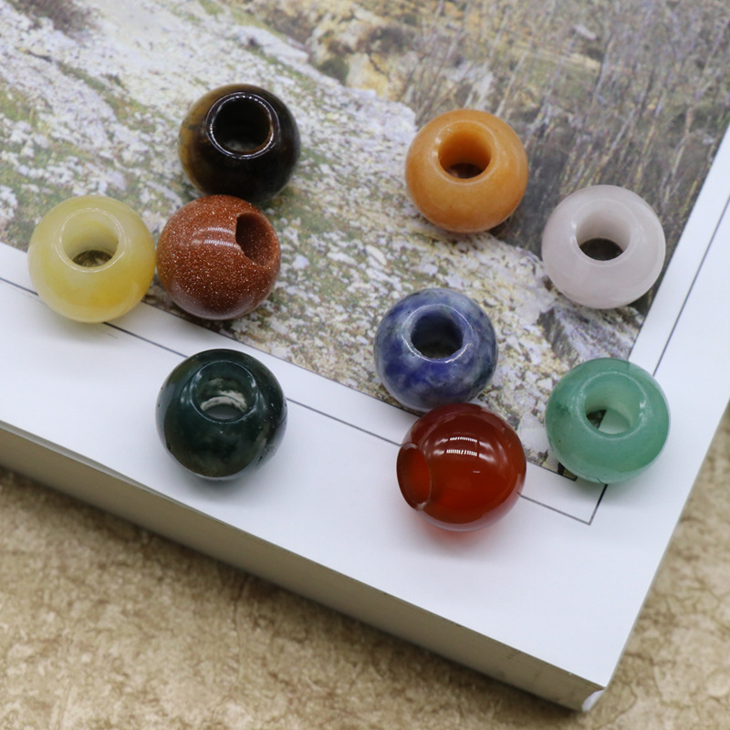 Agate jade crystal 12mm 5mm large hole beads loose beads handmade DIY bracelet necklace earrings jewelry
