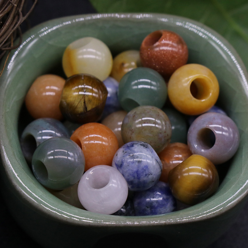 Agate jade crystal 12mm 5mm large hole beads loose beads handmade DIY bracelet necklace earrings jewelry