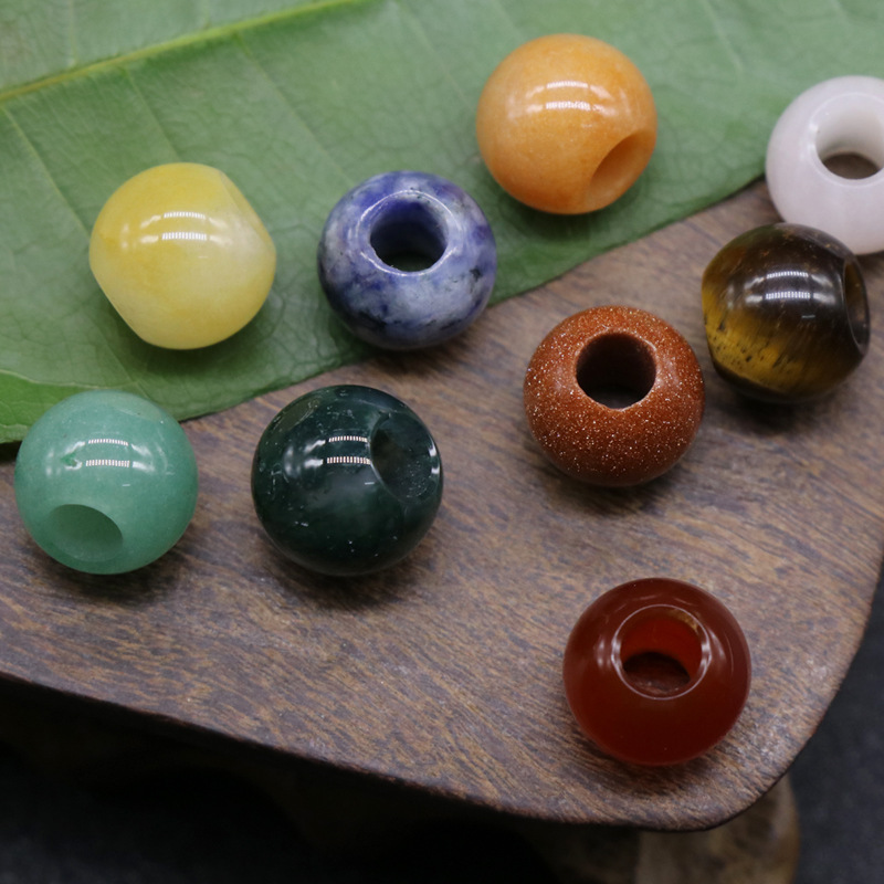Agate jade crystal 12mm 5mm large hole beads loose beads handmade DIY bracelet necklace earrings jewelry