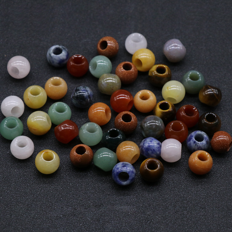 Agate jade crystal 12mm 5mm large hole beads loose beads handmade DIY bracelet necklace earrings jewelry