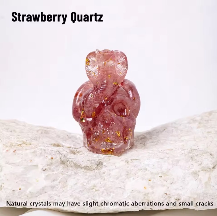 1PC Natural Crystal Gravel Skull Snake Statue Dropper Resin Reiki Stone Easter Gift Fengshui Sculpture Room Home Decoration