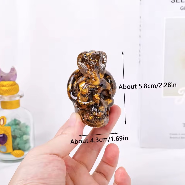 1PC Natural Crystal Gravel Skull Snake Statue Dropper Resin Reiki Stone Easter Gift Fengshui Sculpture Room Home Decoration