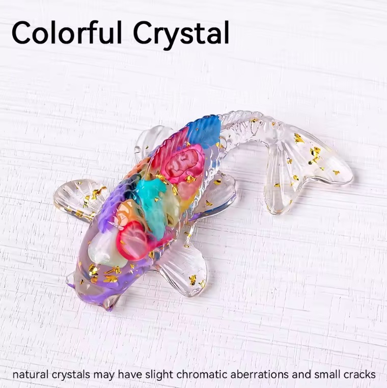 1pc Natural Crystal Crushed Stone Drop Glue Koi Home Decoration Car Decoration Small Fish Shaped Handicraft Ornaments