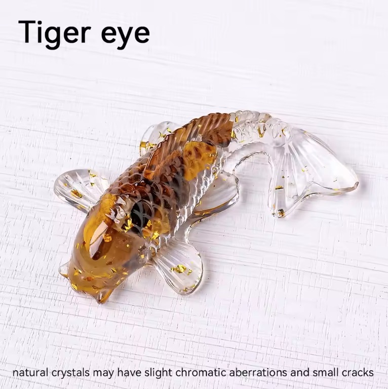 1pc Natural Crystal Crushed Stone Drop Glue Koi Home Decoration Car Decoration Small Fish Shaped Handicraft Ornaments
