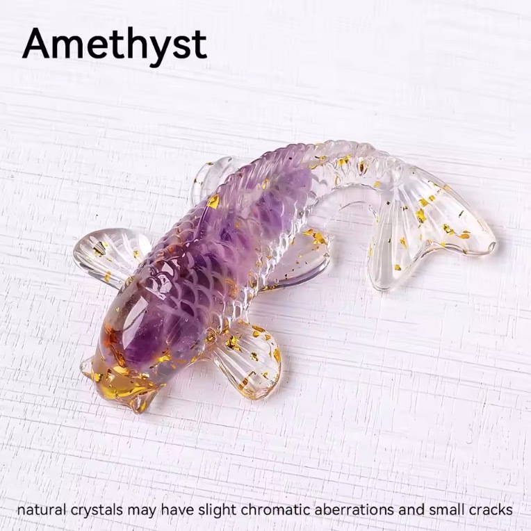 1pc Natural Crystal Crushed Stone Drop Glue Koi Home Decoration Car Decoration Small Fish Shaped Handicraft Ornaments