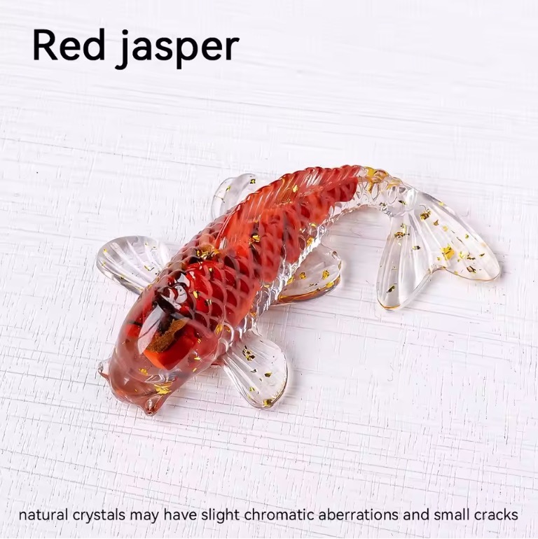 1pc Natural Crystal Crushed Stone Drop Glue Koi Home Decoration Car Decoration Small Fish Shaped Handicraft Ornaments