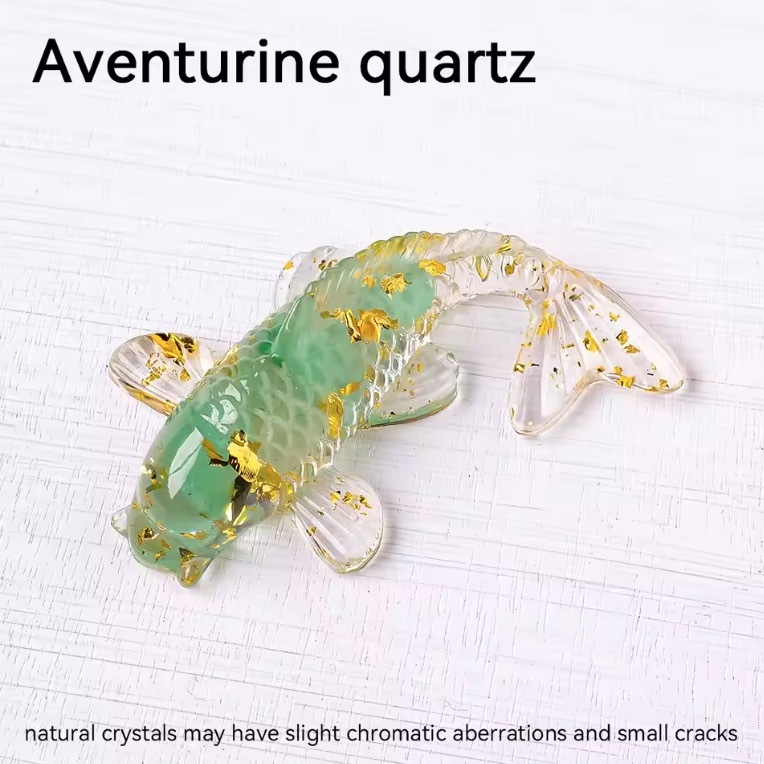 1pc Natural Crystal Crushed Stone Drop Glue Koi Home Decoration Car Decoration Small Fish Shaped Handicraft Ornaments