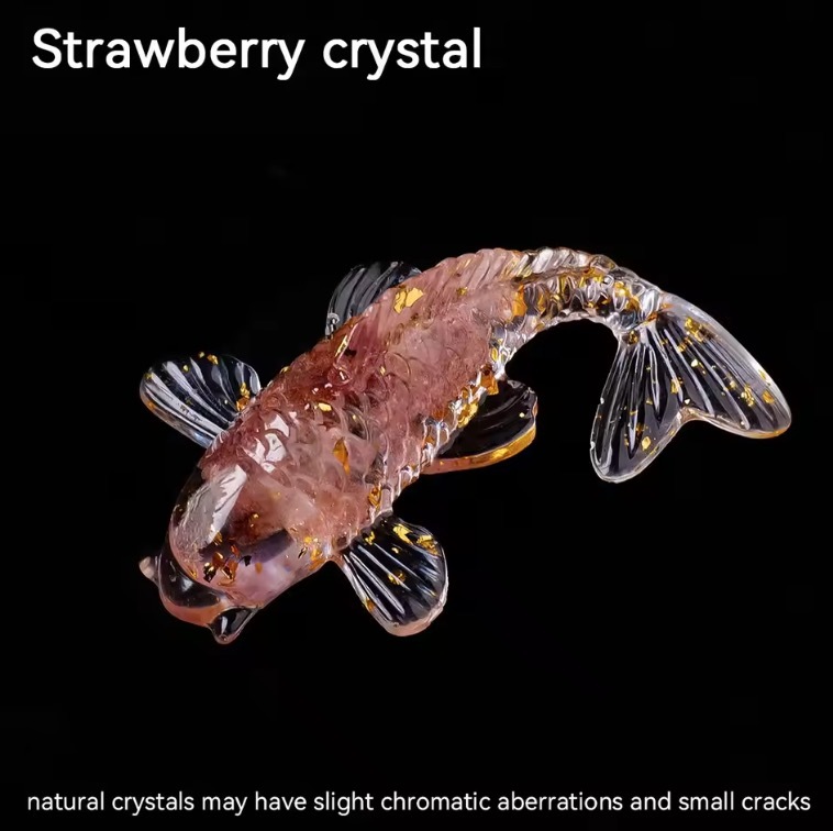 1pc Natural Crystal Crushed Stone Drop Glue Koi Home Decoration Car Decoration Small Fish Shaped Handicraft Ornaments