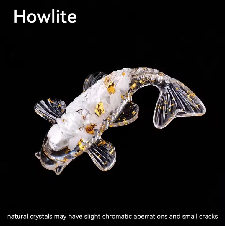 1pc Natural Crystal Crushed Stone Drop Glue Koi Home Decoration Car Decoration Small Fish Shaped Handicraft Ornaments