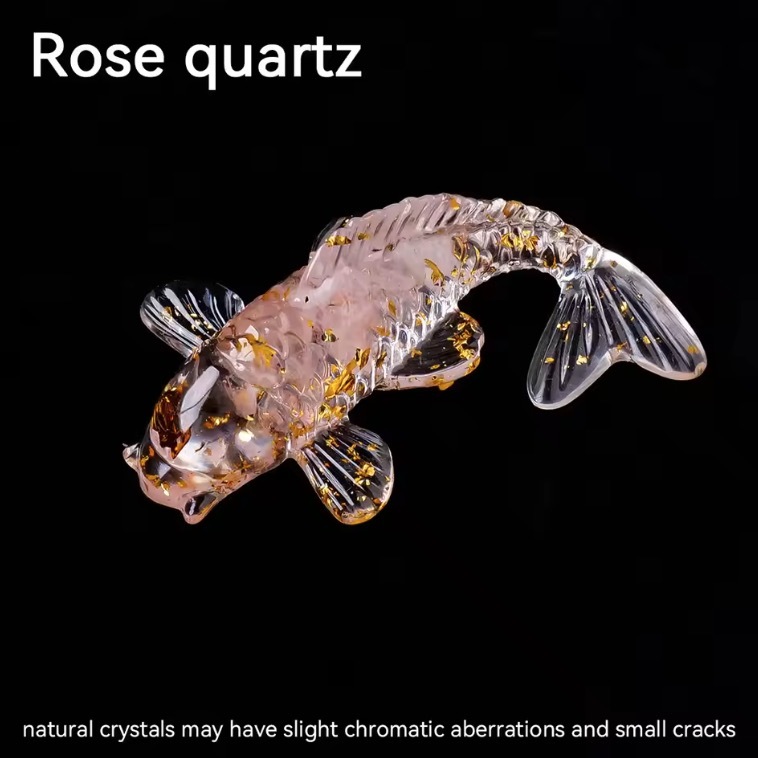 1pc Natural Crystal Crushed Stone Drop Glue Koi Home Decoration Car Decoration Small Fish Shaped Handicraft Ornaments