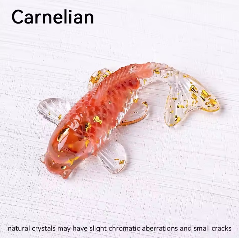 1pc Natural Crystal Crushed Stone Drop Glue Koi Home Decoration Car Decoration Small Fish Shaped Handicraft Ornaments
