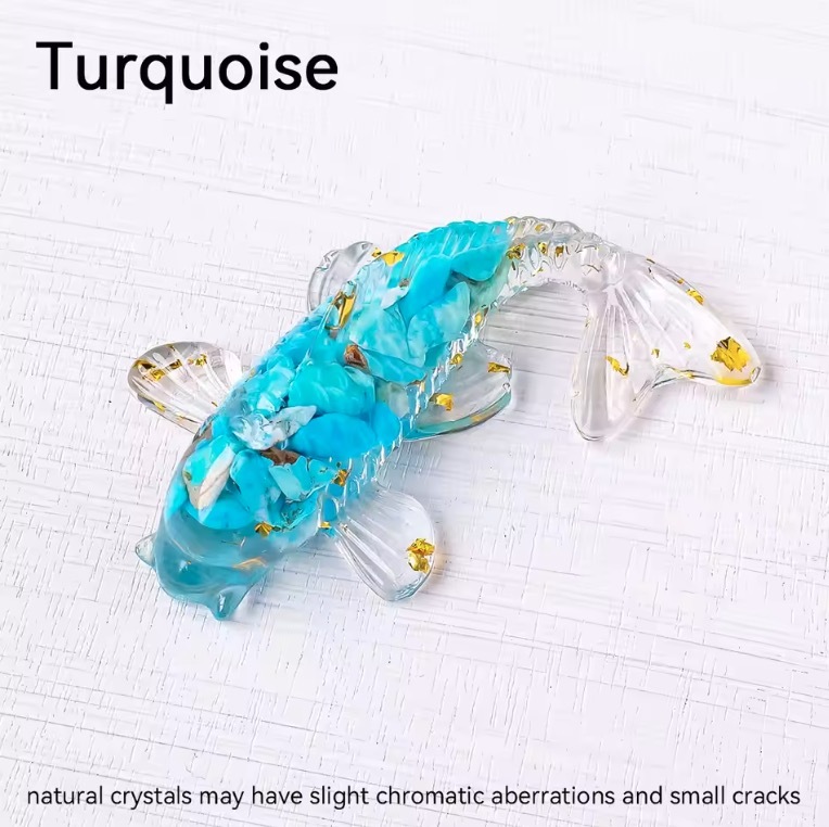 1pc Natural Crystal Crushed Stone Drop Glue Koi Home Decoration Car Decoration Small Fish Shaped Handicraft Ornaments
