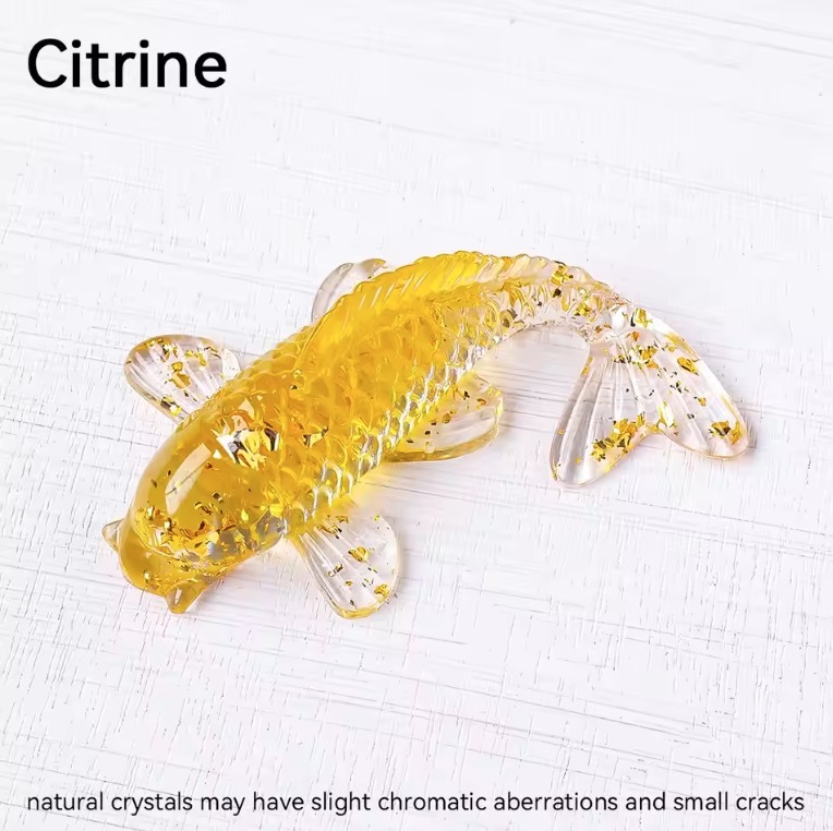1pc Natural Crystal Crushed Stone Drop Glue Koi Home Decoration Car Decoration Small Fish Shaped Handicraft Ornaments
