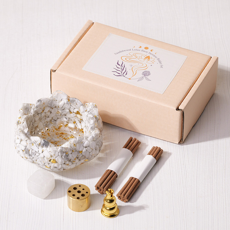 1set Natural Crystal Dropper Resin Reiki Stone Candle Base Aromatherapy  Cornucopia Healing Meditation Decoration Gift Box Set