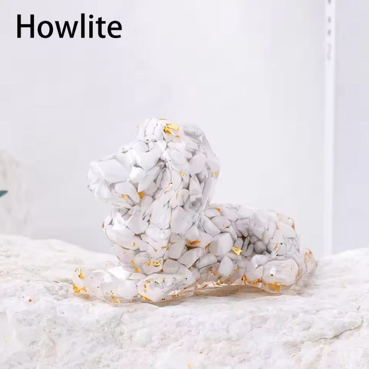 1PC Natural Crystal Macadam Resin Epoxy Lion Loveliness Animal Statue Office Table Decoration Lion Decoration Home Gift