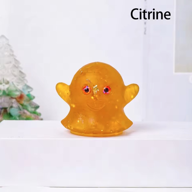 1PC Natural Crystal Crushed Stone Epoxy Resin Ghost Shape Meditation Gift For Home Decor DIY Magic Witch Crystal Delicate Gift