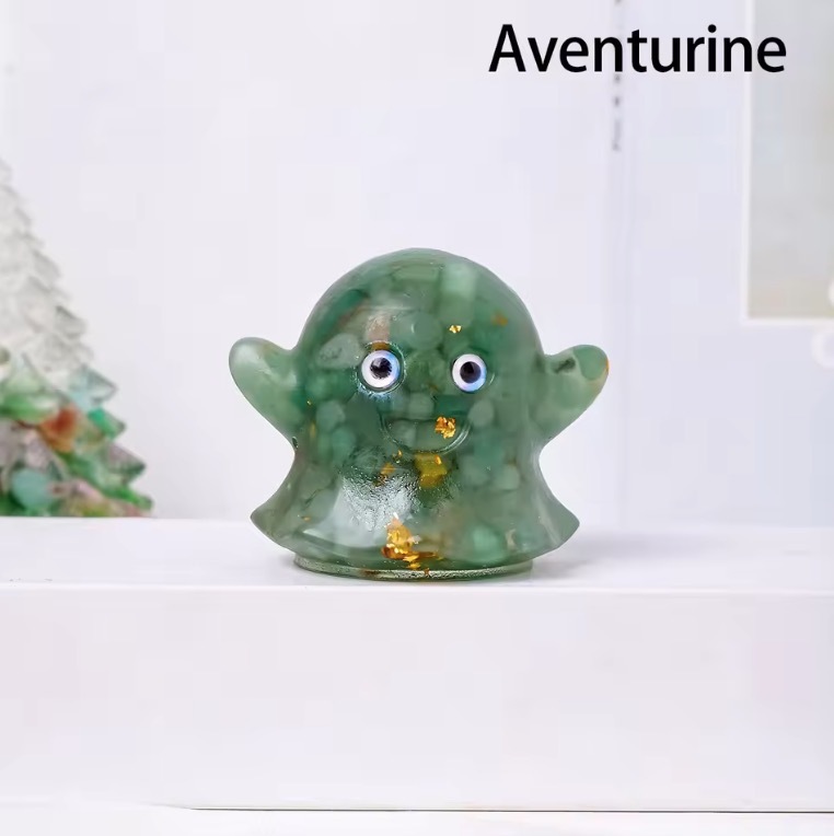 1PC Natural Crystal Crushed Stone Epoxy Resin Ghost Shape Meditation Gift For Home Decor DIY Magic Witch Crystal Delicate Gift