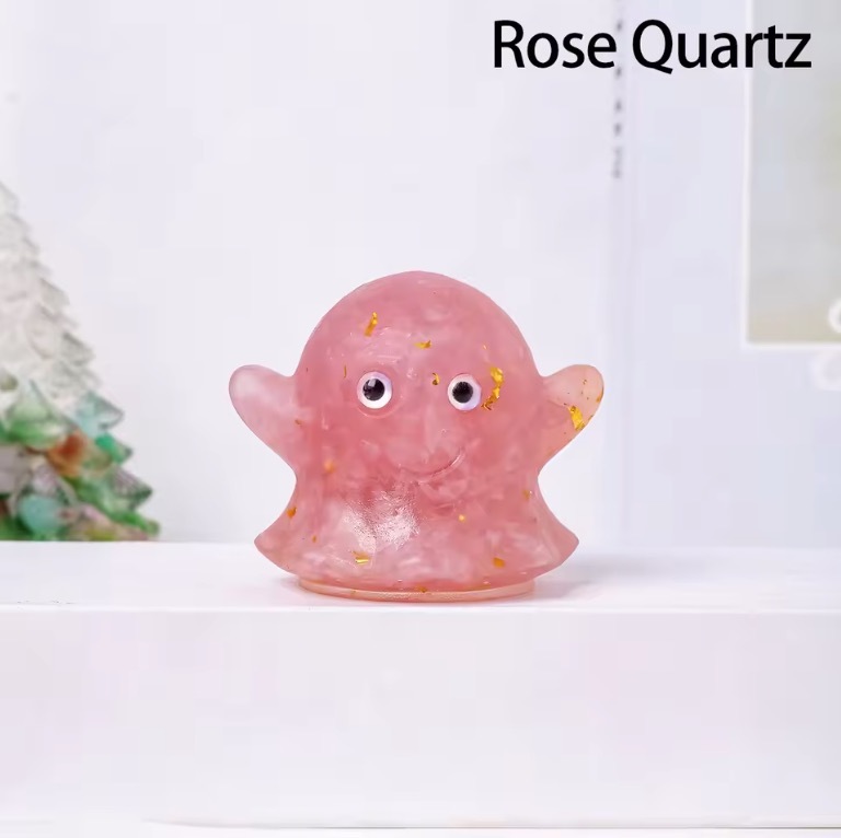 1PC Natural Crystal Crushed Stone Epoxy Resin Ghost Shape Meditation Gift For Home Decor DIY Magic Witch Crystal Delicate Gift